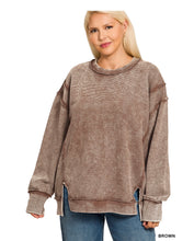 Load image into Gallery viewer, Washed &amp; Ribbed Pullover-Brown
