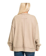 Load image into Gallery viewer, Washed &amp; Ribbed Pullover-Brown
