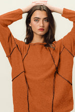 Load image into Gallery viewer, Cashmere Contrast Stitch Top-Rust
