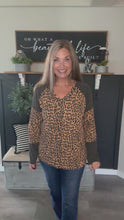 Load and play video in Gallery viewer, Contrast Urban Animal Print Top-Camel
