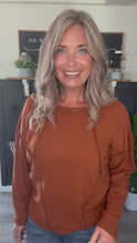 Load and play video in Gallery viewer, Cashmere Contrast Stitch Top-Rust
