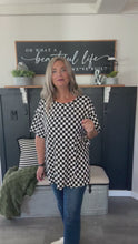 Load and play video in Gallery viewer, Checkered Print Side Slits Top-Plus Size
