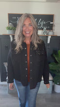 Load and play video in Gallery viewer, Studded Jean Jacket-Black
