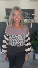 Load and play video in Gallery viewer, Stripes and Color Block Top-Gray
