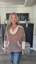 Load and play video in Gallery viewer, Stripes &amp; Leopard Oversized Color Block Hoodie
