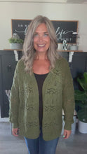 Load and play video in Gallery viewer, Pointelle Cardigan-Olive

